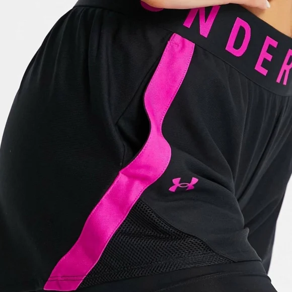 Under Armour Women's Black and Pink Athletic Shorts - Picture 3 of 3